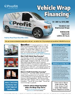 Vehicle Wrap financing Flyer for Wrap Vendors