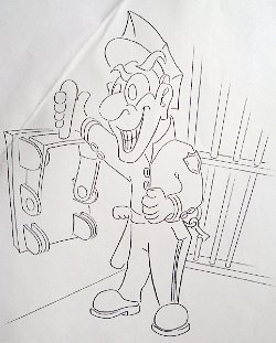 Cliff-Schinkel-1992-Cartoon-Drawing-Electric-Chair-Guard